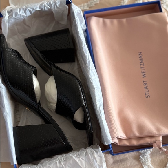 Stuart Weitzman Shoes - Stuart Weitzman Tia 85 lizard-effect leather sandals 8,5